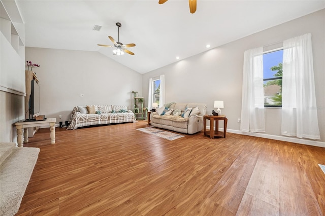 451 E Ireland Ct, Hernando, FL 34442 - bedroom featuring light wood-style floors, vaulted ceiling, and a ceiling fan