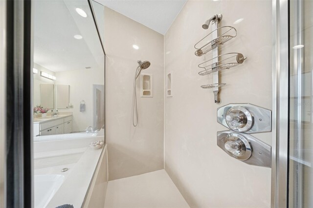 451 E Ireland Ct, Hernando, FL 34442 - bathroom with a shower stall and double vanity