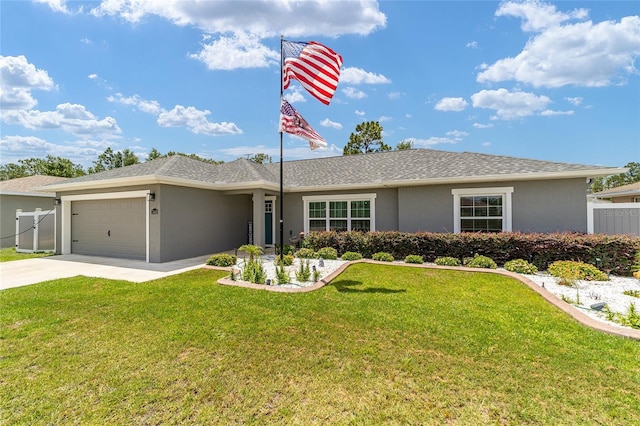 7442 SW 129th Ln, Ocala, FL 34473 - ranch-style home with stucco siding, a garage, and concrete driveway