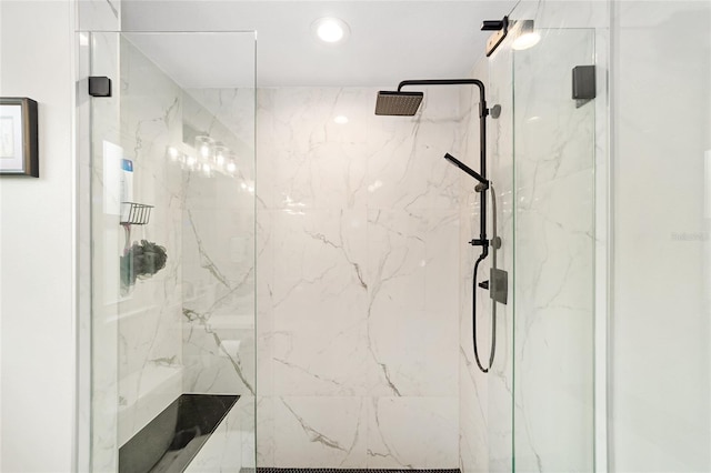7442 SW 129th Ln, Ocala, FL 34473 - bathroom with a marble finish shower and recessed lighting