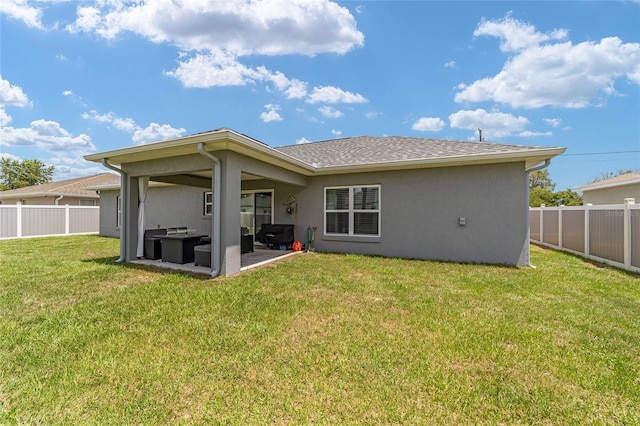 7442 SW 129th Ln, Ocala, FL 34473 - rear view of property with a patio, stucco siding, and an outdoor hangout area