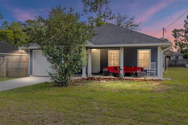 30 Bahia Trace Loop, Ocala, FL 34472 - view of front of property featuring an outdoor living space, concrete driveway, roof with shingles, and a garage