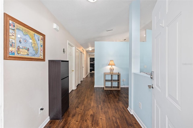 30 Bahia Trace Loop, Ocala, FL 34472 - hallway with dark wood-type flooring, baseboards, and vaulted ceiling