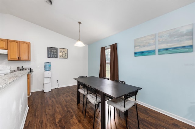 30 Bahia Trace Loop, Ocala, FL 34472 - dining space with lofted ceiling, dark wood-type flooring, and baseboards