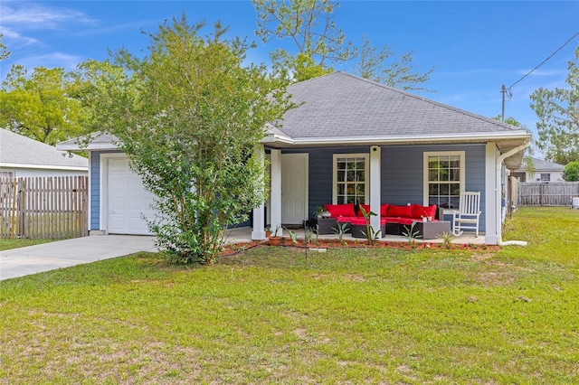 30 Bahia Trace Loop, Ocala, FL 34472 - view of front of property with outdoor lounge area, concrete driveway, an attached garage, and roof with shingles