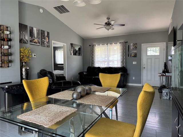 1100 NW 126th Ln, Citra, FL 32113 - living room featuring ceiling fan, vaulted ceiling, baseboards, and wood finished floors