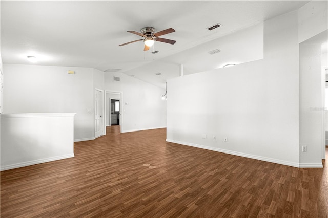 10016 SW 62nd Cir, Ocala, FL 34476 - unfurnished room featuring a ceiling fan, lofted ceiling, wood finished floors, and baseboards
