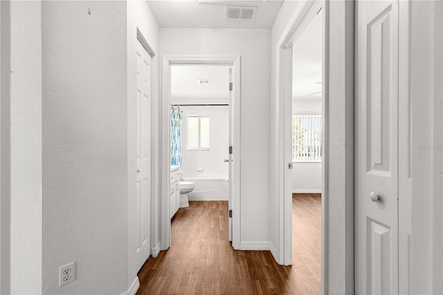 10016 SW 62nd Cir, Ocala, FL 34476 - corridor with dark wood finished floors, plenty of natural light, baseboards, and a textured wall