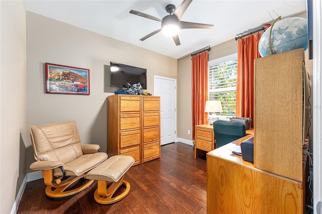 9170 SW 65th Loop, Ocala, FL 34481 - office featuring dark wood-style floors, a ceiling fan, and baseboards