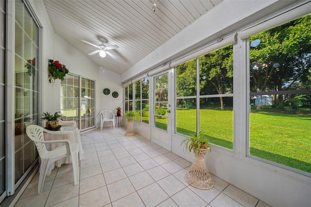 11147 SW 53rd Cir, Ocala, FL 34476 - sunroom / solarium featuring a ceiling fan, vaulted ceiling, and french doors