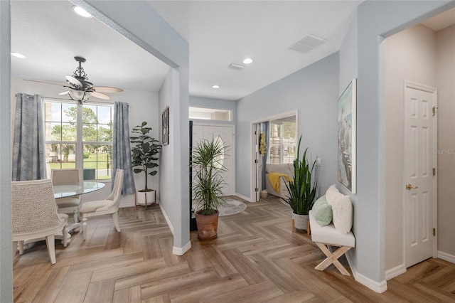 12804 SE 90th Court Rd, Summerfield, FL 34491 - entrance foyer featuring healthy amount of natural light, baseboards, recessed lighting, and ceiling fan