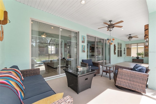 12804 SE 90th Court Rd, Summerfield, FL 34491 - view of patio / terrace featuring an outdoor living space and ceiling fan