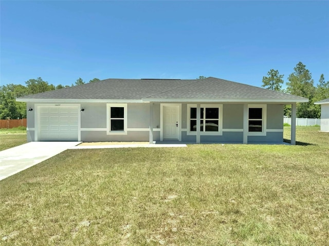 14437 SW 21st Pl, Ocala, FL 34481 - ranch-style home featuring stucco siding, an attached garage, concrete driveway, and a shingled roof