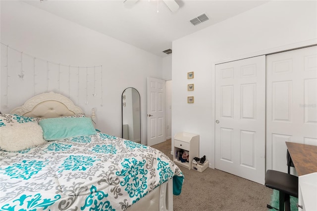 7571 SW 64th Street Rd, Ocala, FL 34474 - bedroom featuring carpet floors, a closet, and ceiling fan