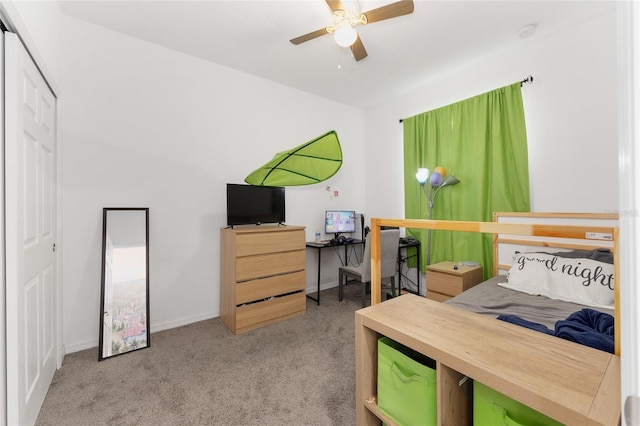 7571 SW 64th Street Rd, Ocala, FL 34474 - carpeted bedroom featuring baseboards and a ceiling fan