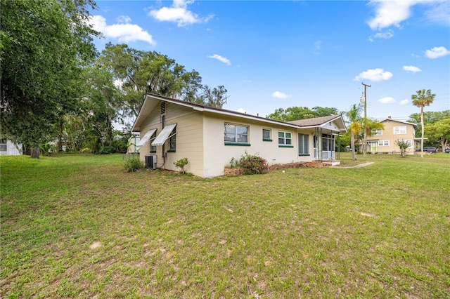 705 Washington Ave, Eustis, FL 32726 - rear view of property featuring central AC unit and a lawn