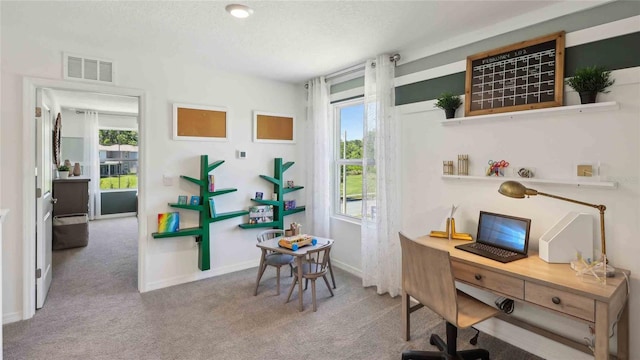 4937 SW 51st Rd, Gainesville, FL 32608 - office featuring carpet, baseboards, and a textured ceiling
