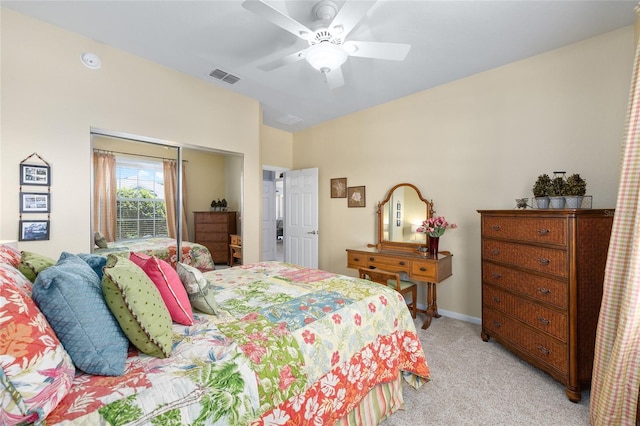7333 SW 98th Ct, Ocala, FL 34481 - bedroom with light colored carpet and a ceiling fan