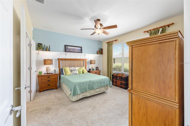 7333 SW 98th Ct, Ocala, FL 34481 - bedroom with light carpet and ceiling fan