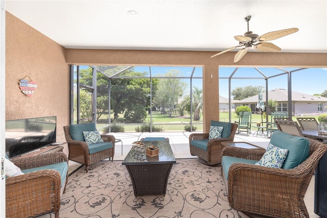 7333 SW 98th Ct, Ocala, FL 34481 - sunroom with a ceiling fan, an outdoor living space, and healthy amount of natural light