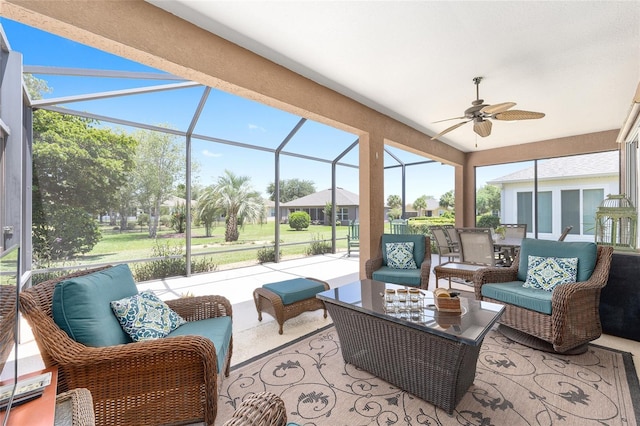 7333 SW 98th Ct, Ocala, FL 34481 - sunroom / solarium with a ceiling fan and an outdoor hangout area