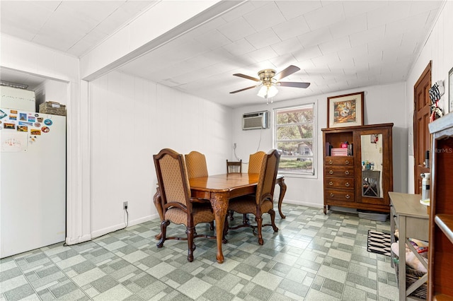 1405 NE 55th St, Ocala, FL 34479 - dining space featuring light flooring, an AC wall unit, and a ceiling fan