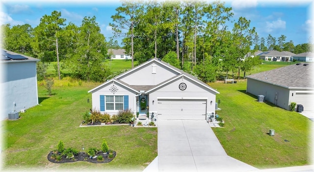 96 Hickory Crse, Ocala, FL 34472 - view of front of home with concrete driveway, a front yard, stucco siding, and a garage