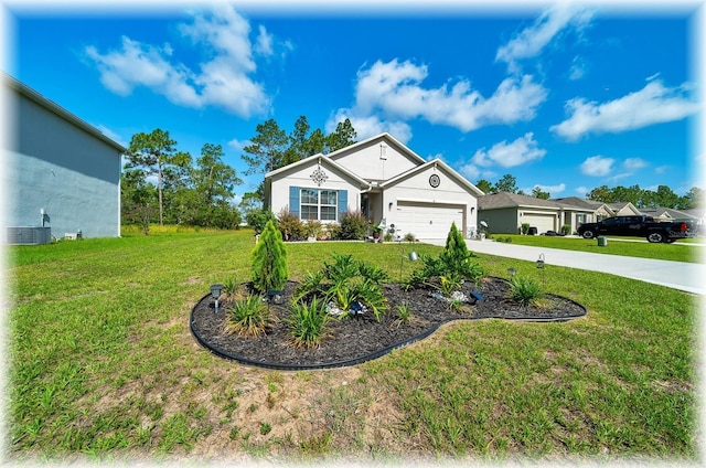 96 Hickory Crse, Ocala, FL 34472 - ranch-style house featuring a front yard, a garage, driveway, and stucco siding