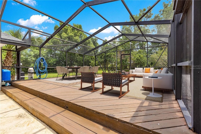 2475 SW 7th Ave, Ocala, FL 34471 - deck with an outdoor hangout area, a lanai, and outdoor dining space