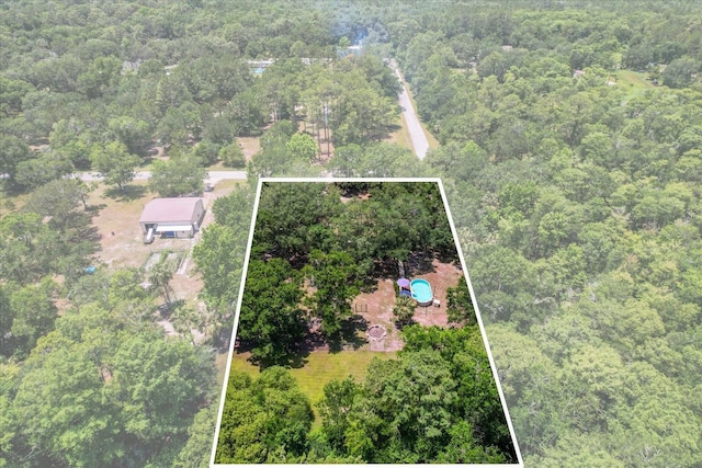 14131 SE 86th Ter, Inglis, FL 34449 - aerial overview of property's location featuring a heavily wooded area and property boundaries highlighted
