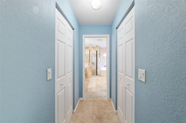 12495 SW 66th St, Ocala, FL 34481 - hall featuring baseboards, a textured wall, and carpet