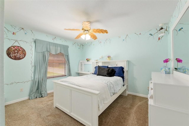 12495 SW 66th St, Ocala, FL 34481 - bedroom with light colored carpet, baseboards, and a ceiling fan