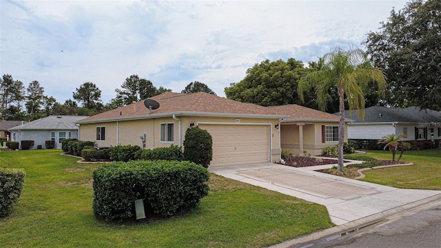 9891 SE 138th Loop, Summerfield, FL 34491 - ranch-style home featuring a garage, a front yard, concrete driveway, and stucco siding