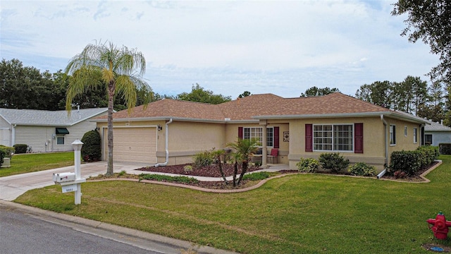 9891 SE 138th Loop, Summerfield, FL 34491 - single story home with a garage, a front lawn, concrete driveway, and stucco siding