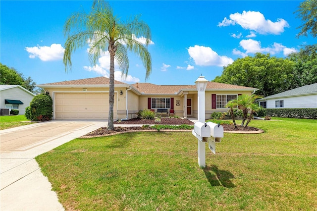 9891 SE 138th Loop, Summerfield, FL 34491 - single story home with an attached garage, concrete driveway, stucco siding, and a front yard