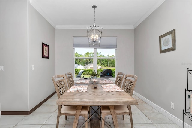 7210 SW 179th Ct, Dunnellon, FL 34432 - dining area featuring a chandelier, baseboards, and crown molding