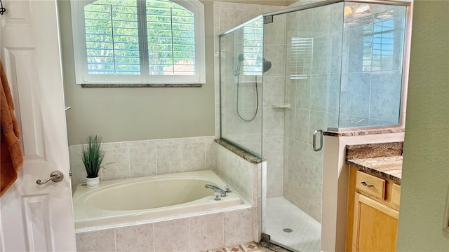 1138 Lumsden Trace Cir, Valrico, FL 33594 - full bathroom featuring a bath, vanity, and a shower stall