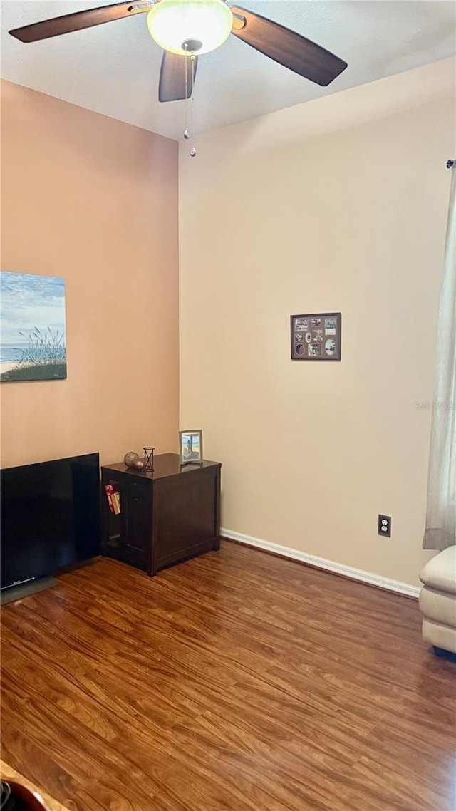 1138 Lumsden Trace Cir, Valrico, FL 33594 - office with ceiling fan, wood finished floors, and baseboards