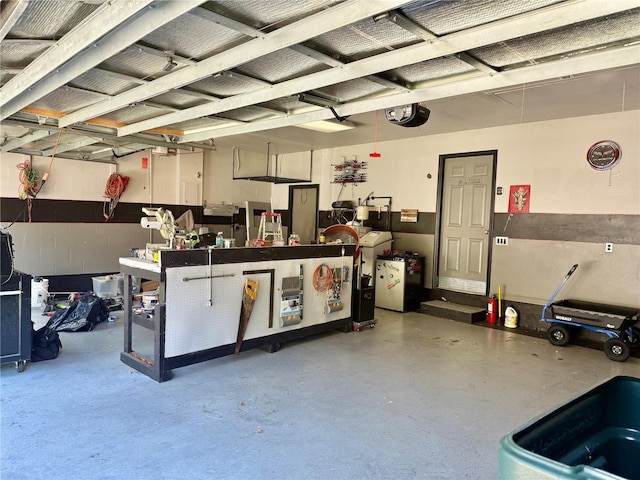 1138 Lumsden Trace Cir, Valrico, FL 33594 - garage with a workshop area and a garage door opener