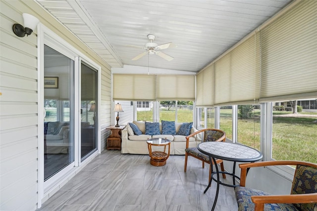 6448 SW 111th Pl, Ocala, FL 34476 - sunroom / solarium featuring ceiling fan and vaulted ceiling