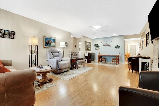 8785 SW 93rd Ln Unit C, Ocala, FL 34481 - living area with a ceiling fan, light wood-style flooring, and recessed lighting