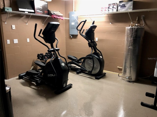 4710 W Mustang Blvd, Beverly Hills, FL 34465 - workout area featuring electric panel and concrete block wall