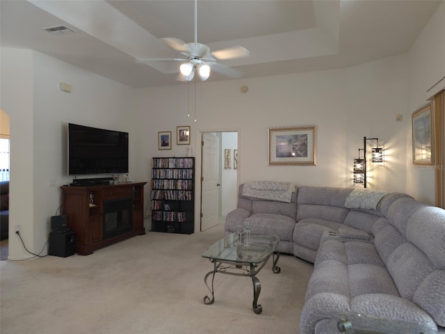 4710 W Mustang Blvd, Beverly Hills, FL 34465 - living area with carpet floors and ceiling fan