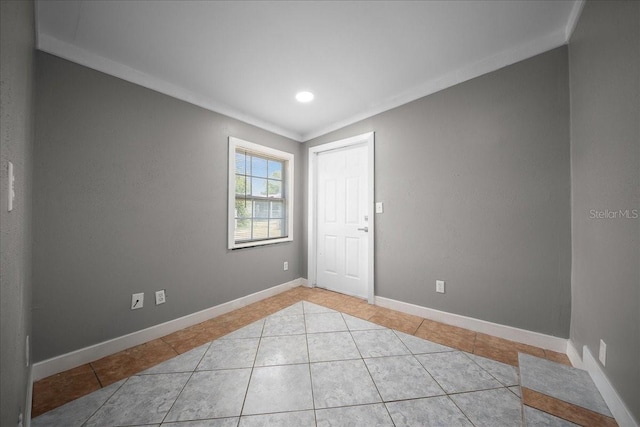 219 Marion Oaks Ln, Ocala, FL 34473 - unfurnished room with crown molding, light tile patterned floors, baseboards, and recessed lighting
