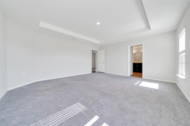 8943 SE 41st Court Rd, Ocala, FL 34480 - empty room featuring a tray ceiling, carpet, and baseboards