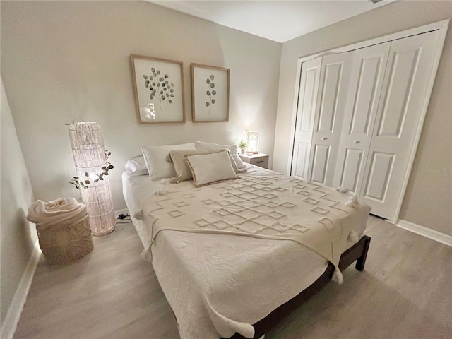 5667 SW 92nd Pl, Ocala, FL 34476 - bedroom featuring light wood-style flooring, baseboards, and a closet