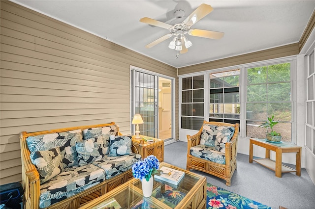 8137 SW 117th Loop, Ocala, FL 34481 - sunroom featuring an outdoor living space and a ceiling fan