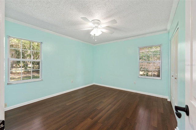 1812 SE 38th Ave, Ocala, FL 34471 - unfurnished room featuring dark wood finished floors, ceiling fan, a textured ceiling, crown molding, and baseboards