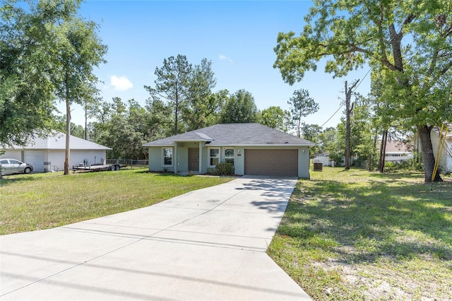 5425 Pecan Rd, Ocala, FL 34472 - view of front of property with driveway, a front yard, and an attached garage