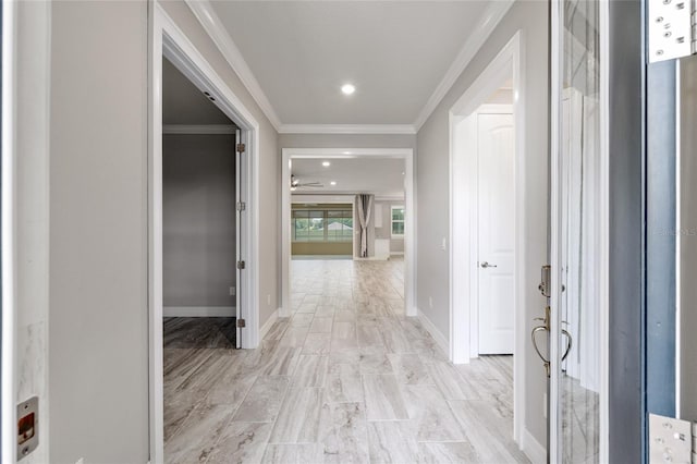 9777 SW 63rd Loop, Ocala, FL 34481 - hall with crown molding, baseboards, and recessed lighting